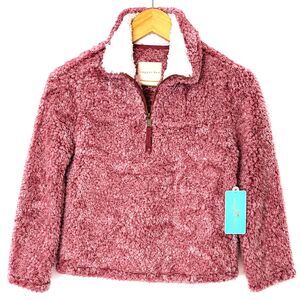 Copper Key Girls Pink Sherpa Quarter Zip Pullover Jacket Small NWT Cozy Fleece